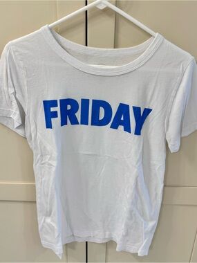 J. Crew White Tee with Blue Graphic